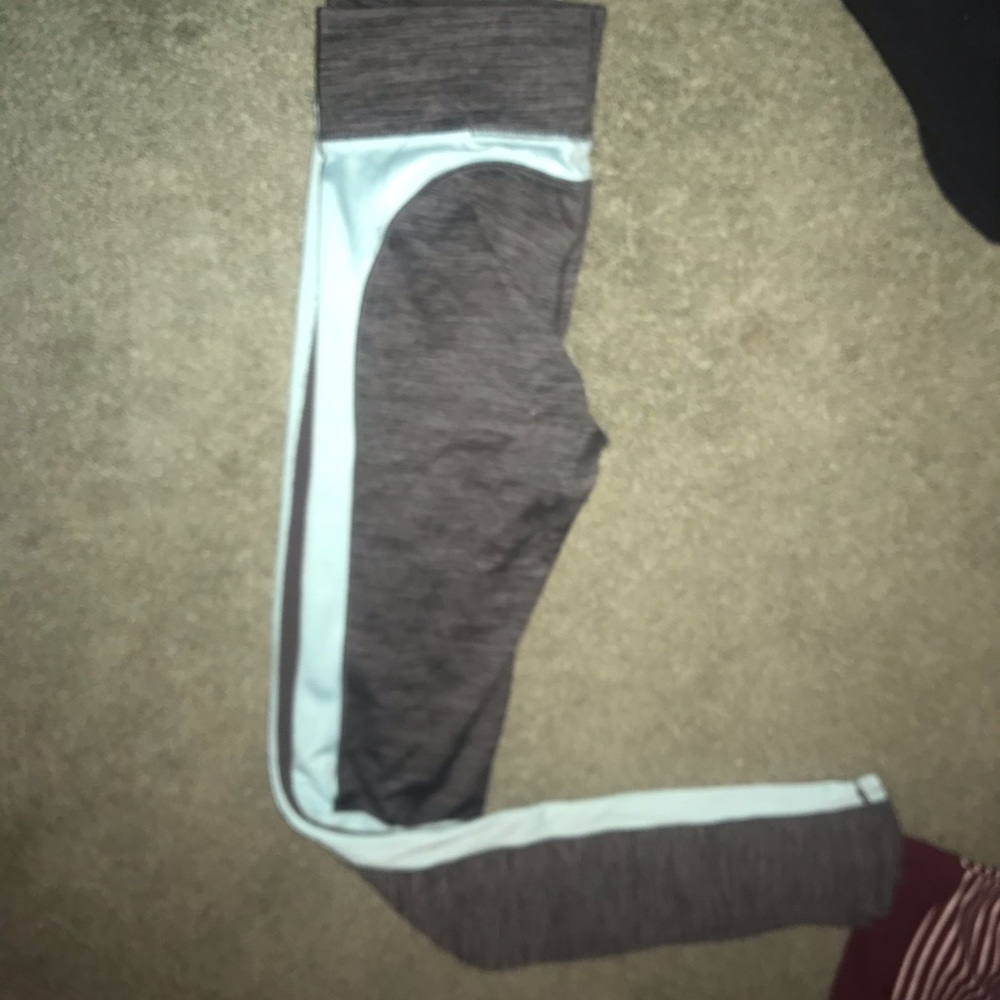 Grey and blue under armor leggings